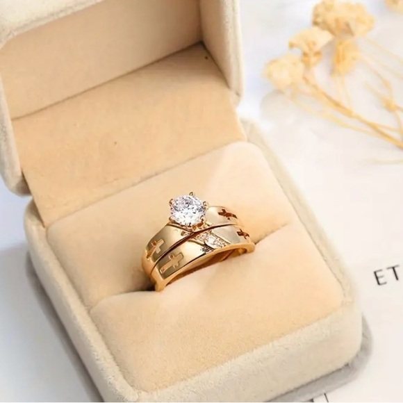 2pcs Stacking Rings Silver Plated Inlaid Shining
Gemstone Wedding Engagement - Picture 5 of 7